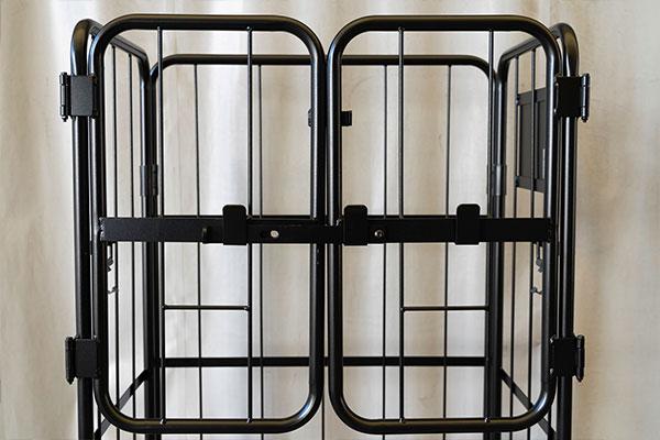 上下観音扉付きカゴ台車 ブラック サムネイル画像09